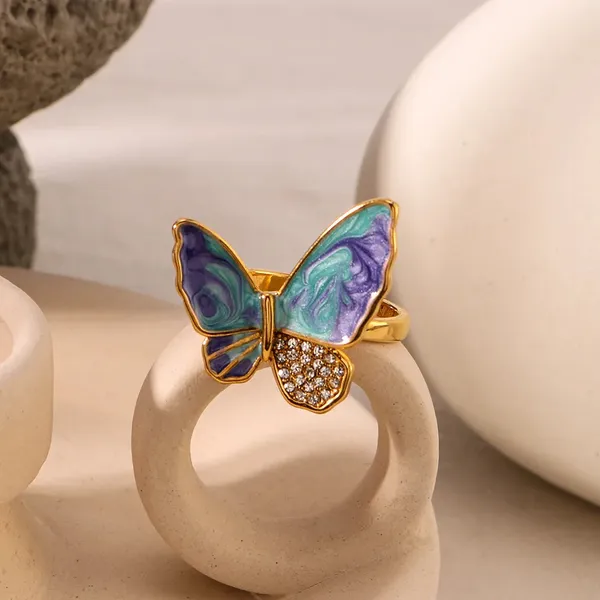 Gold_Zircon_Enamel_Butterfly_Rings_For_Women